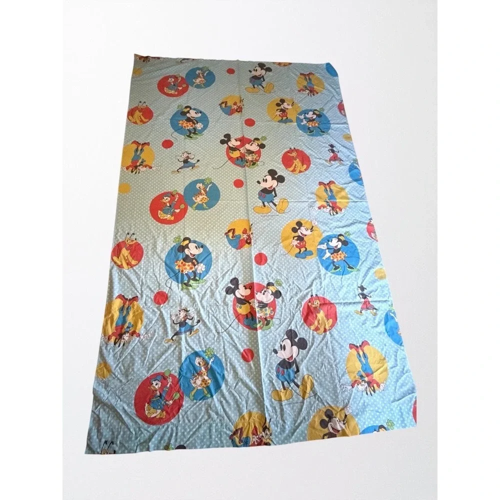 Vintage Disney Productions Twin 3pc Sheet Set Blue Mickey Minnie Donald Polkadot